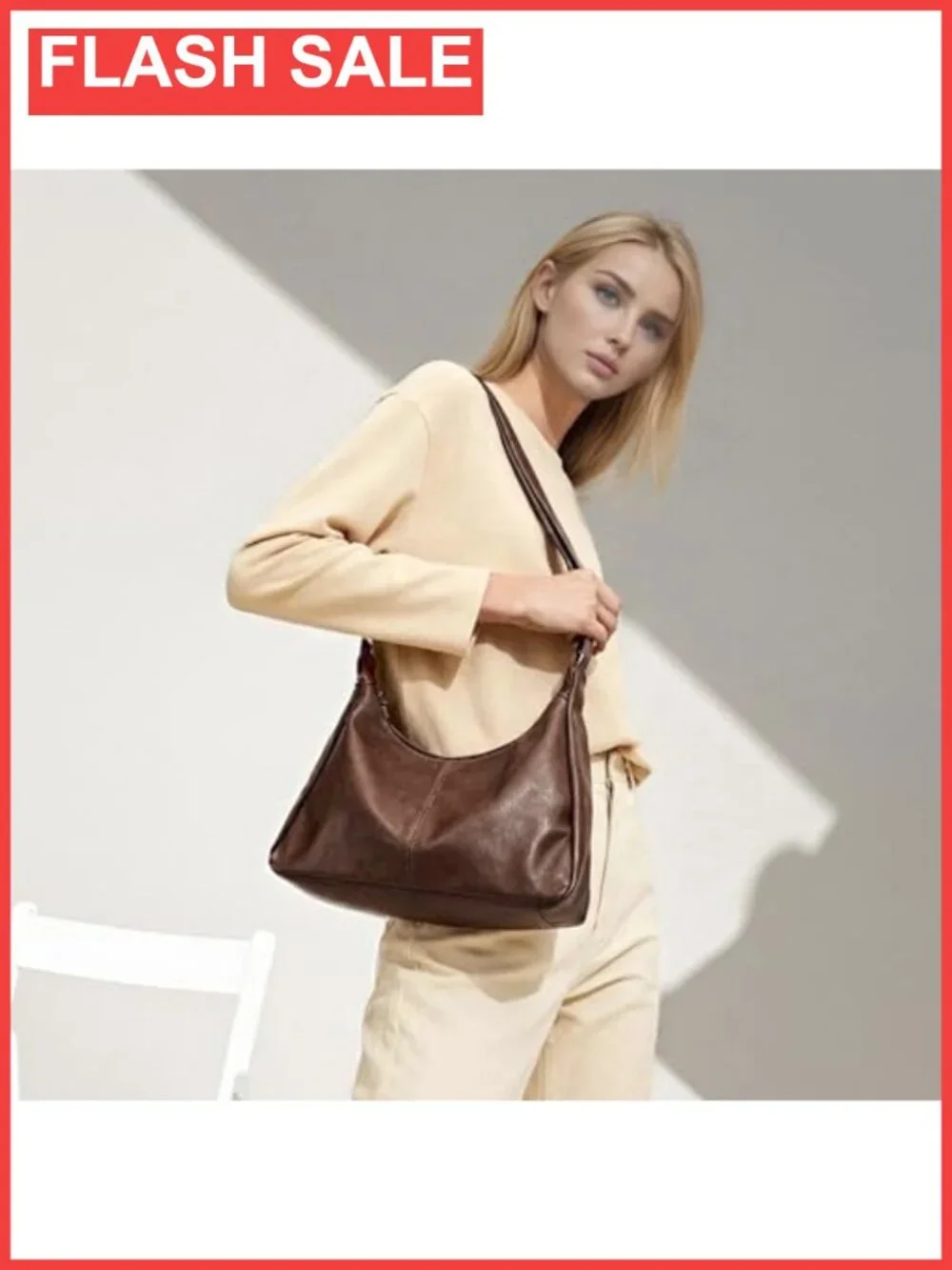 Faux Leather Hobo Bag Vegan Leather Slouchy Shoulder Purse